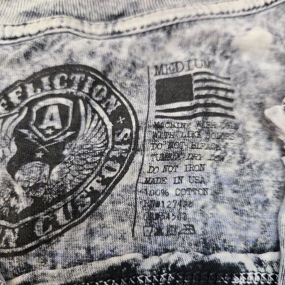 Y2K Affliction Womens M Bling Rhinestone Motor Sport American Customs t-shirt - Picture 8 of 9